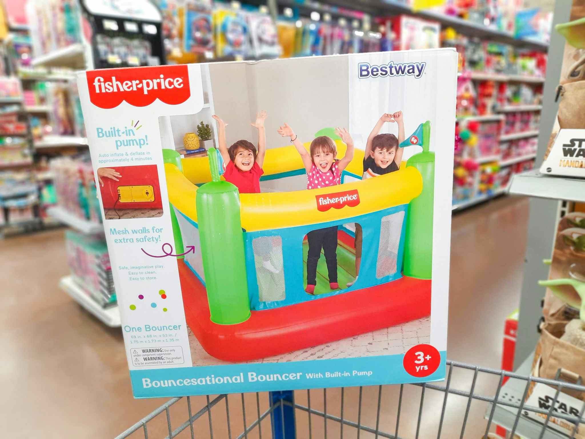 walmart fisher-price bouncesational bouncer on cart