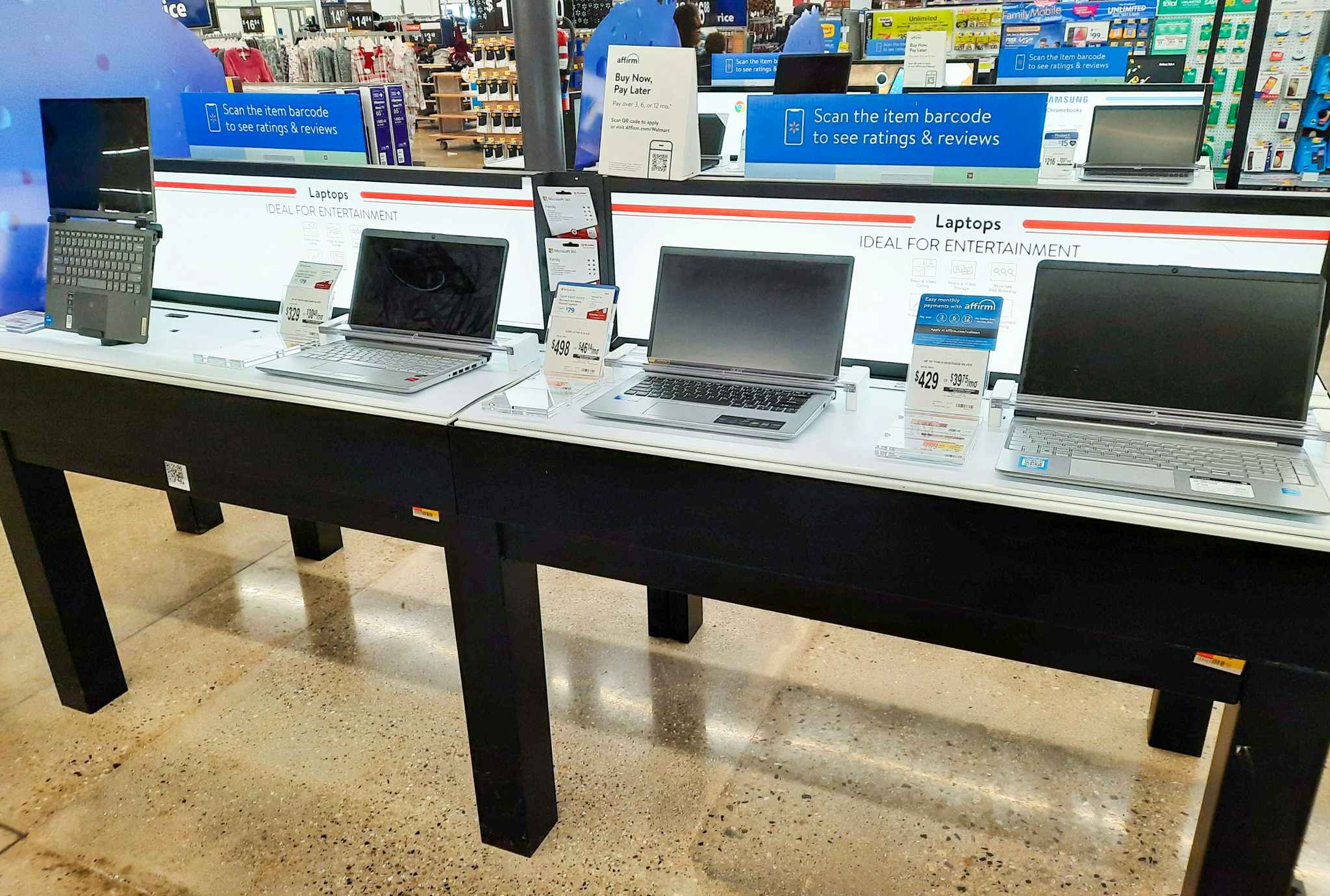 Laptop area at Walmart