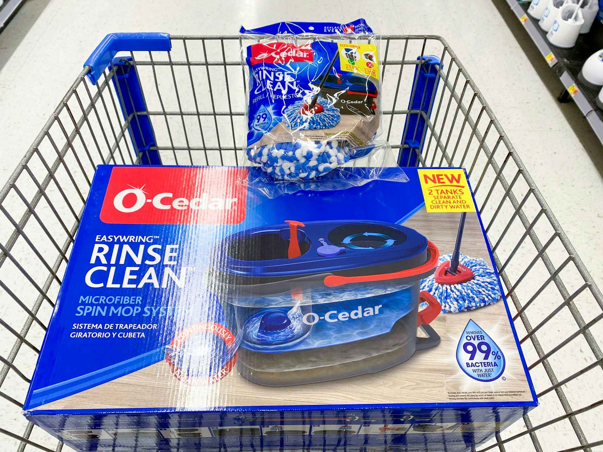 O-Cedar Easywring Rinse Clean Spin Mop in Walmart shopping cart