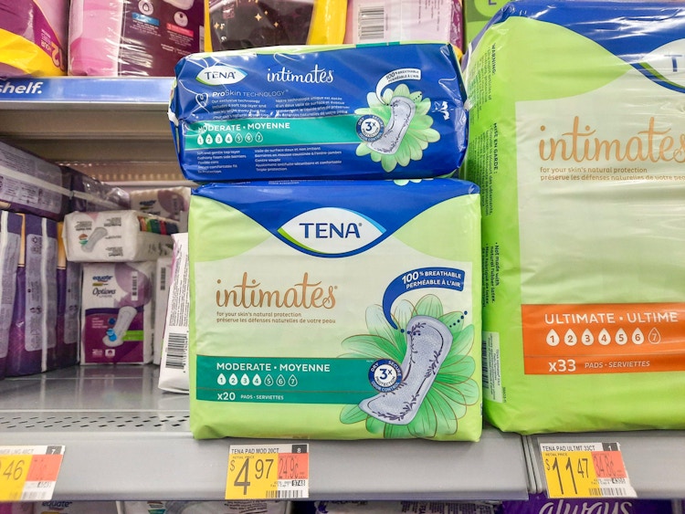 walmart tena intimates pads on shelf