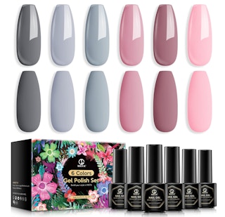 Nude Pink + Grey Gel Nail Polish Set
