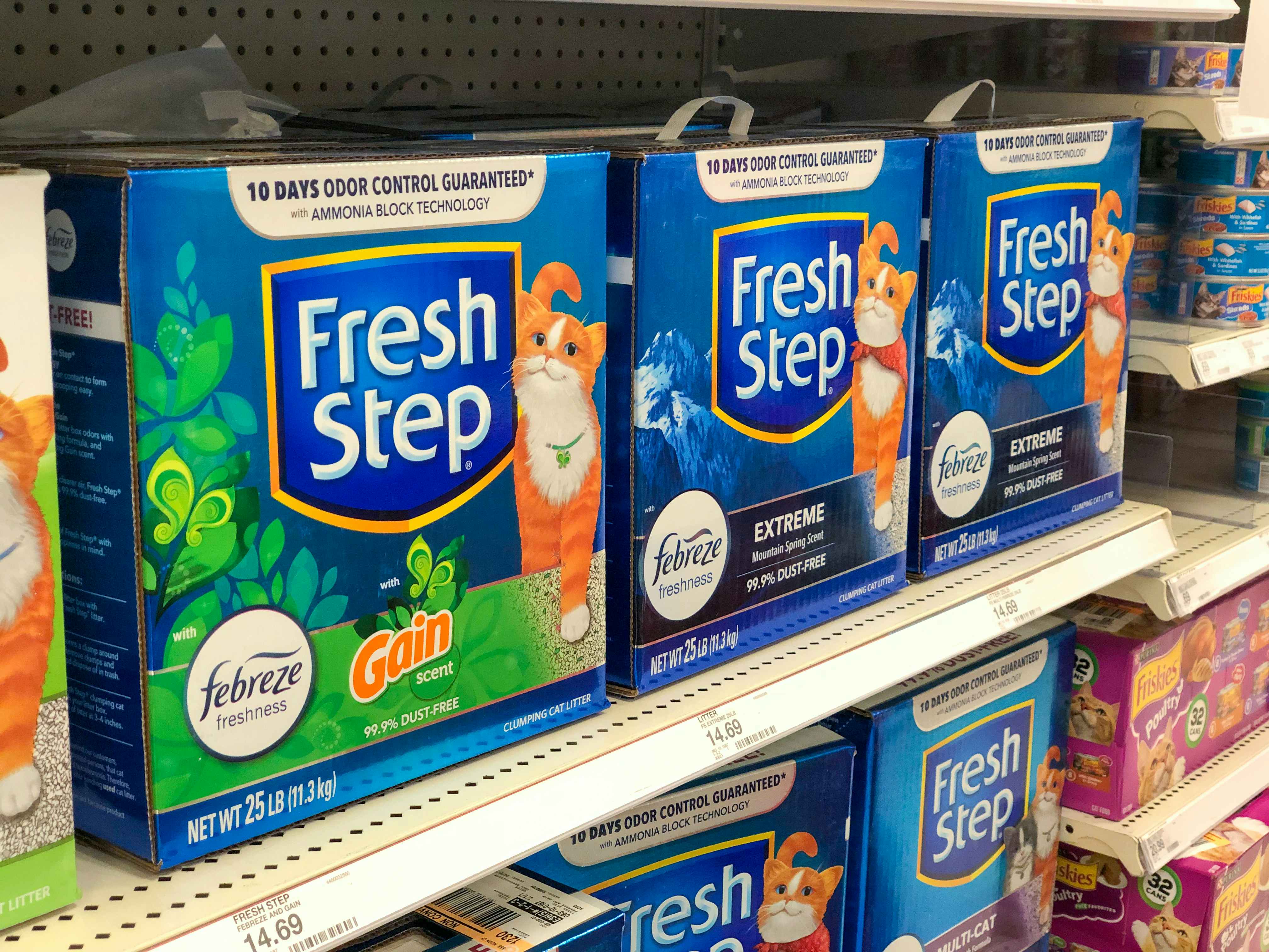 Fresh Step cat litter in a store aisle