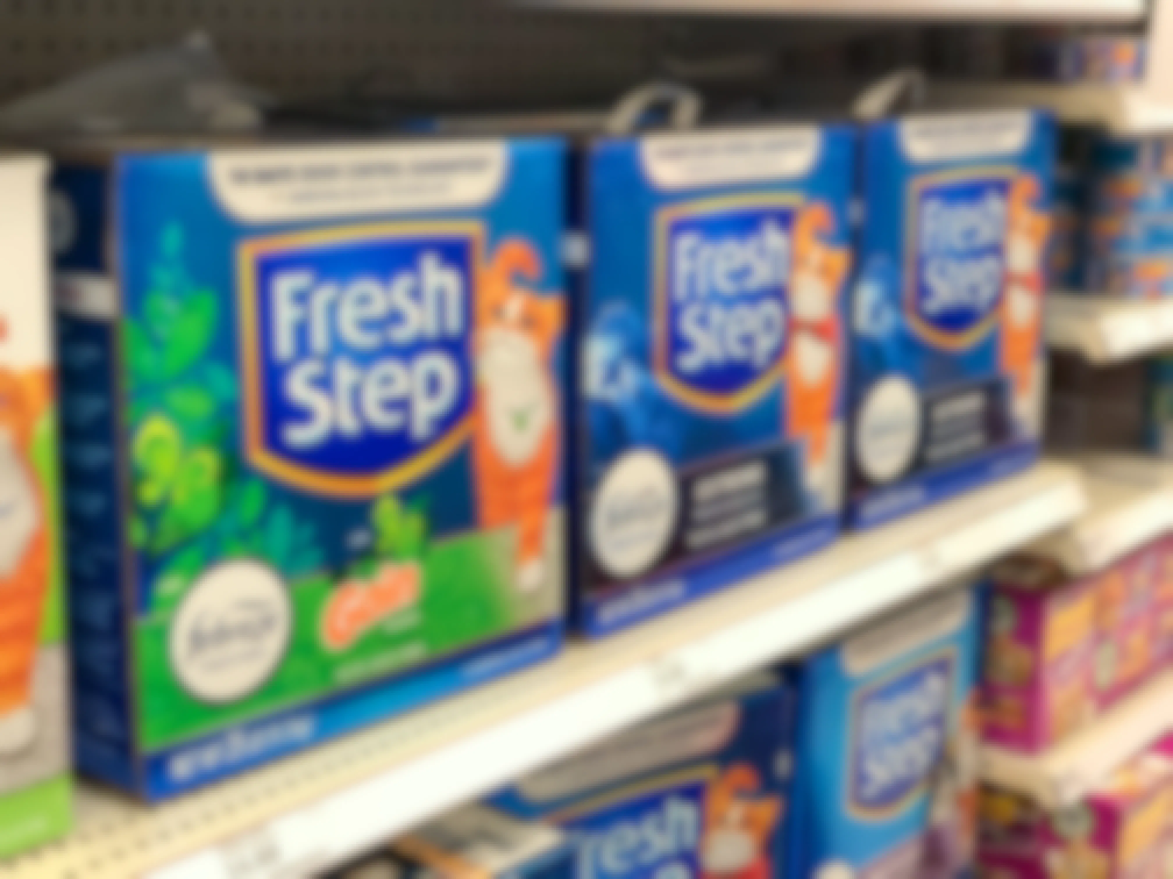 Fresh Step cat litter in a store aisle