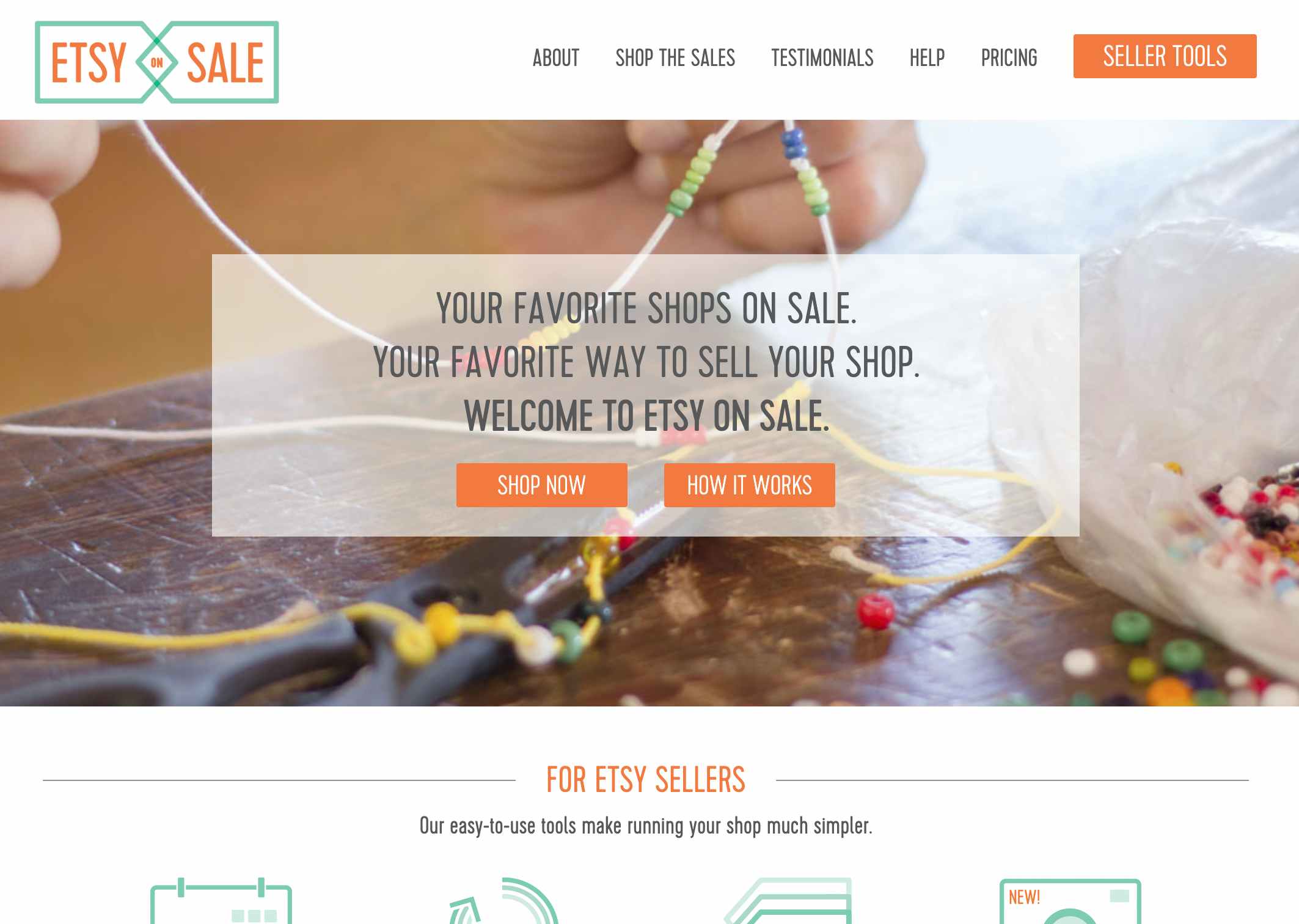 A screenshot of the Etsy on Sale website.