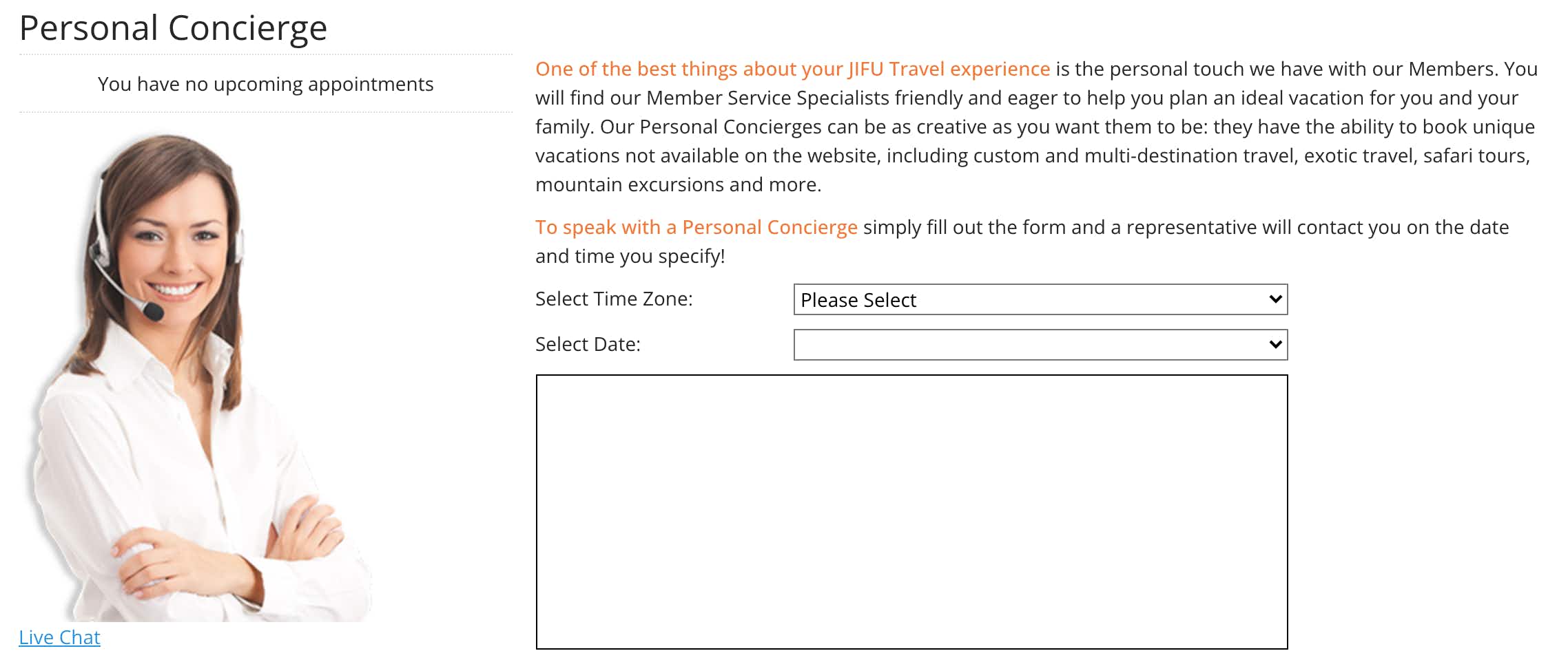 JIFU personal concierge page