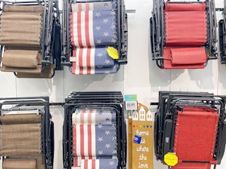 antigravity chairs folded hanging in store