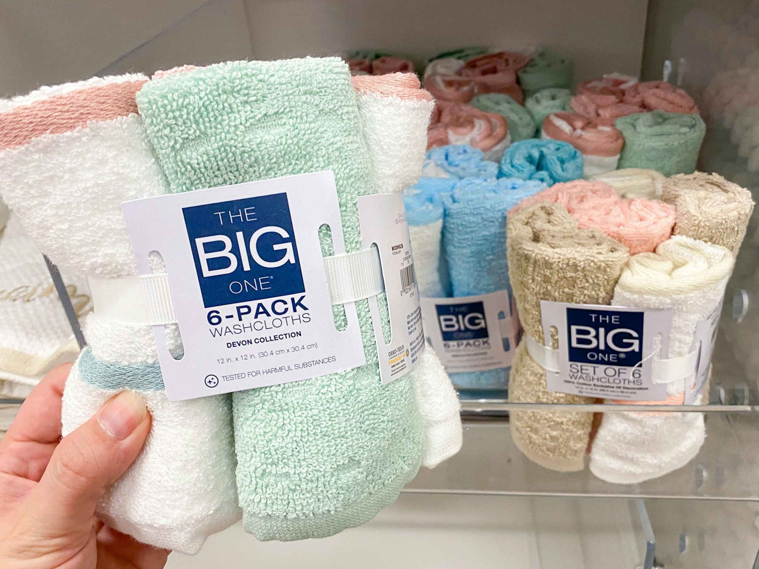 the big one 6 pack washcloths on shelf at kohls