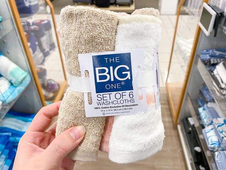 the big one 6 pack washcloths on shelf at kohls