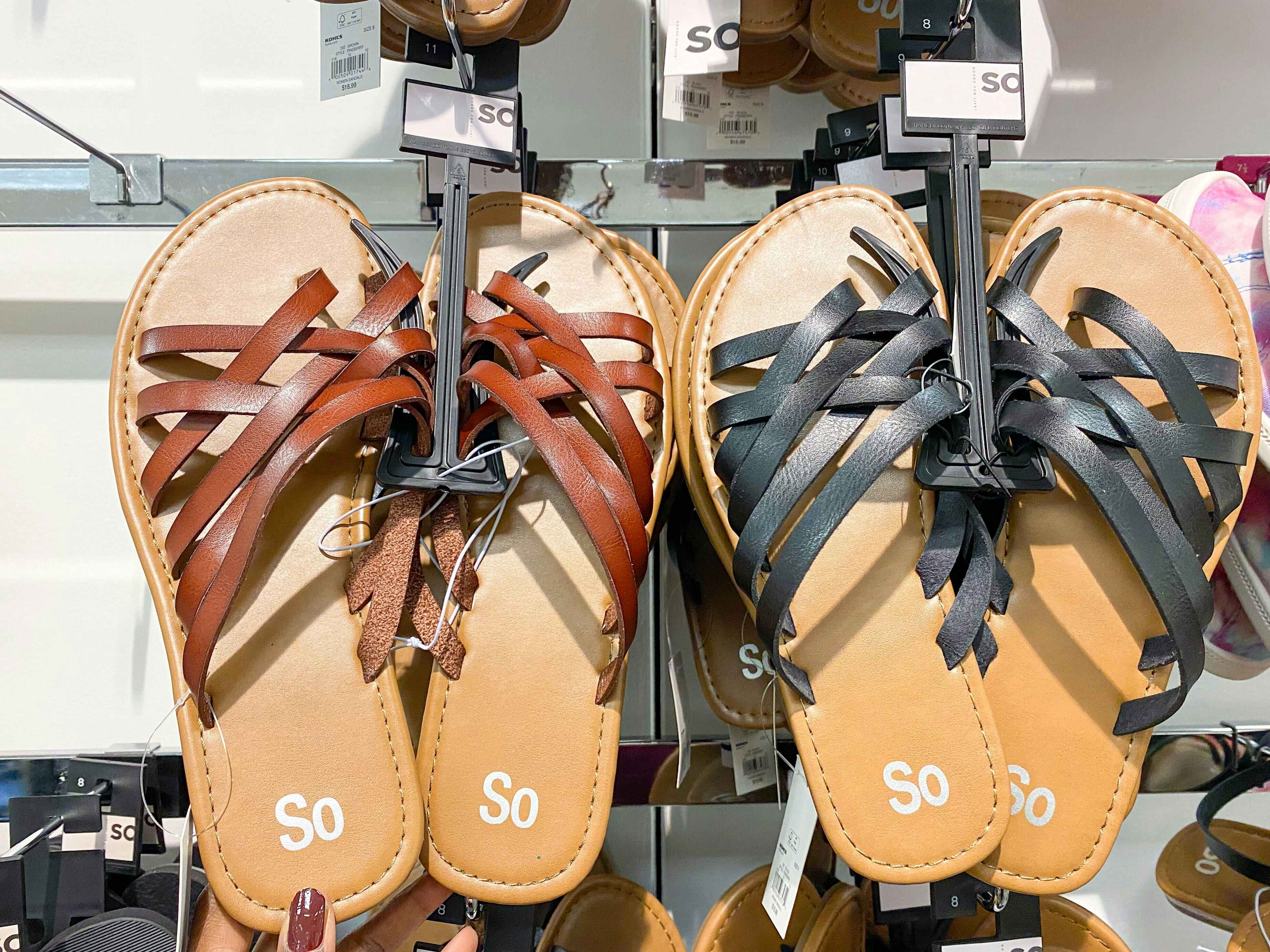 sandals on hangers at kohls