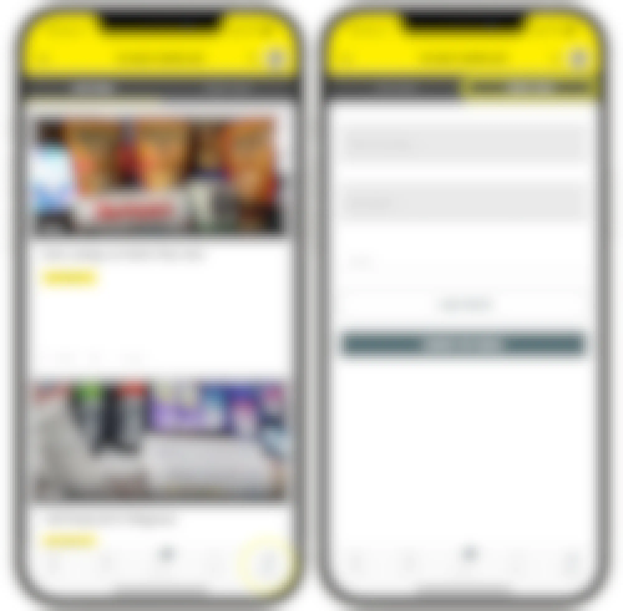 A graphic of two phones displaying the Krazy Coupon Lady mobile app's Latest Brags page and the page with a submission form to Submit a Brag.