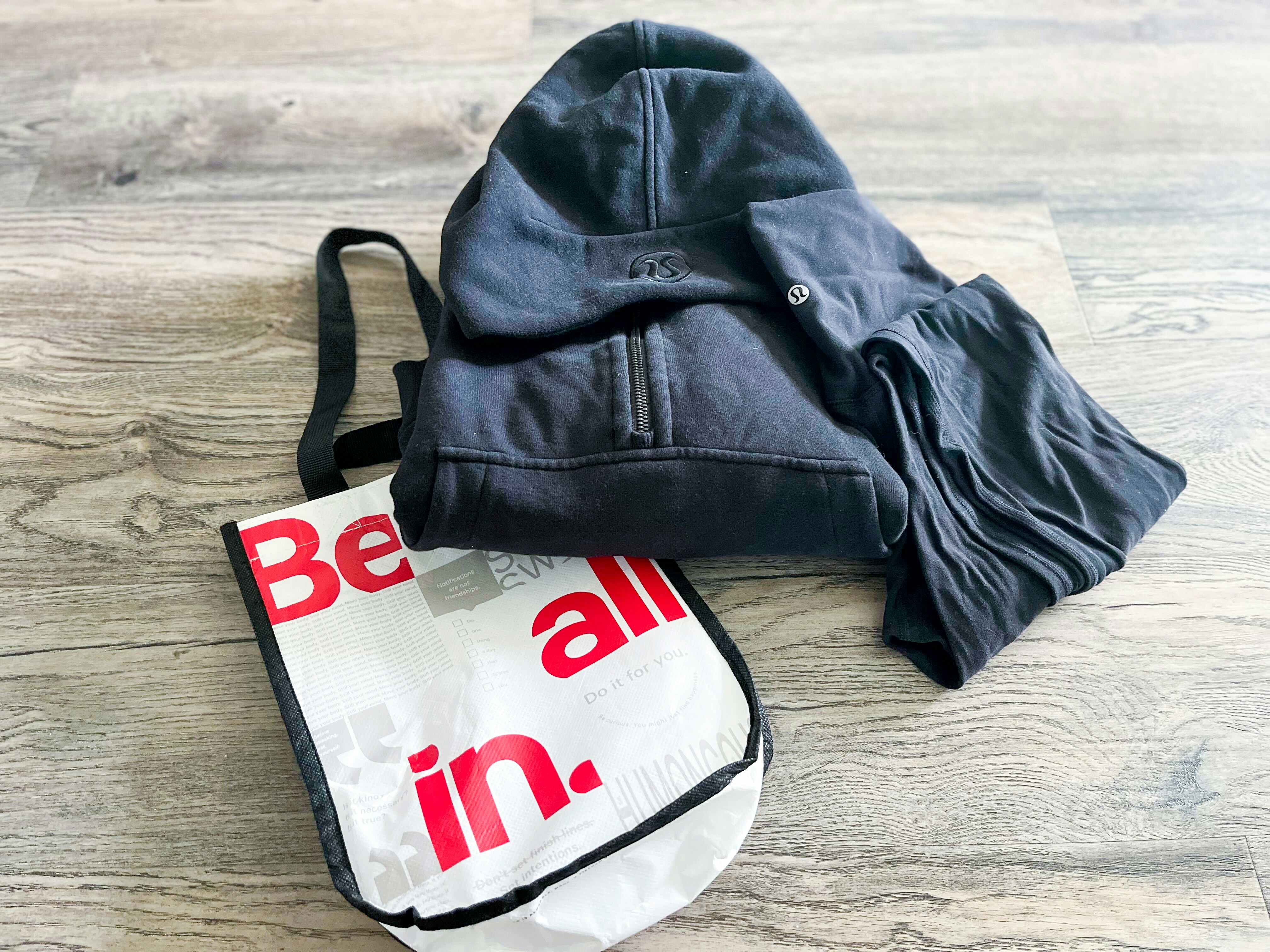 A Lululemon bag and hoodie