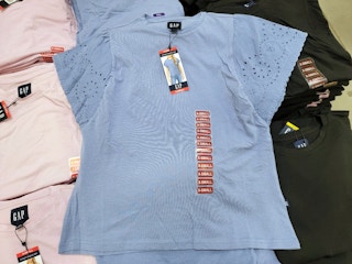 light blue eyelet sleeve top