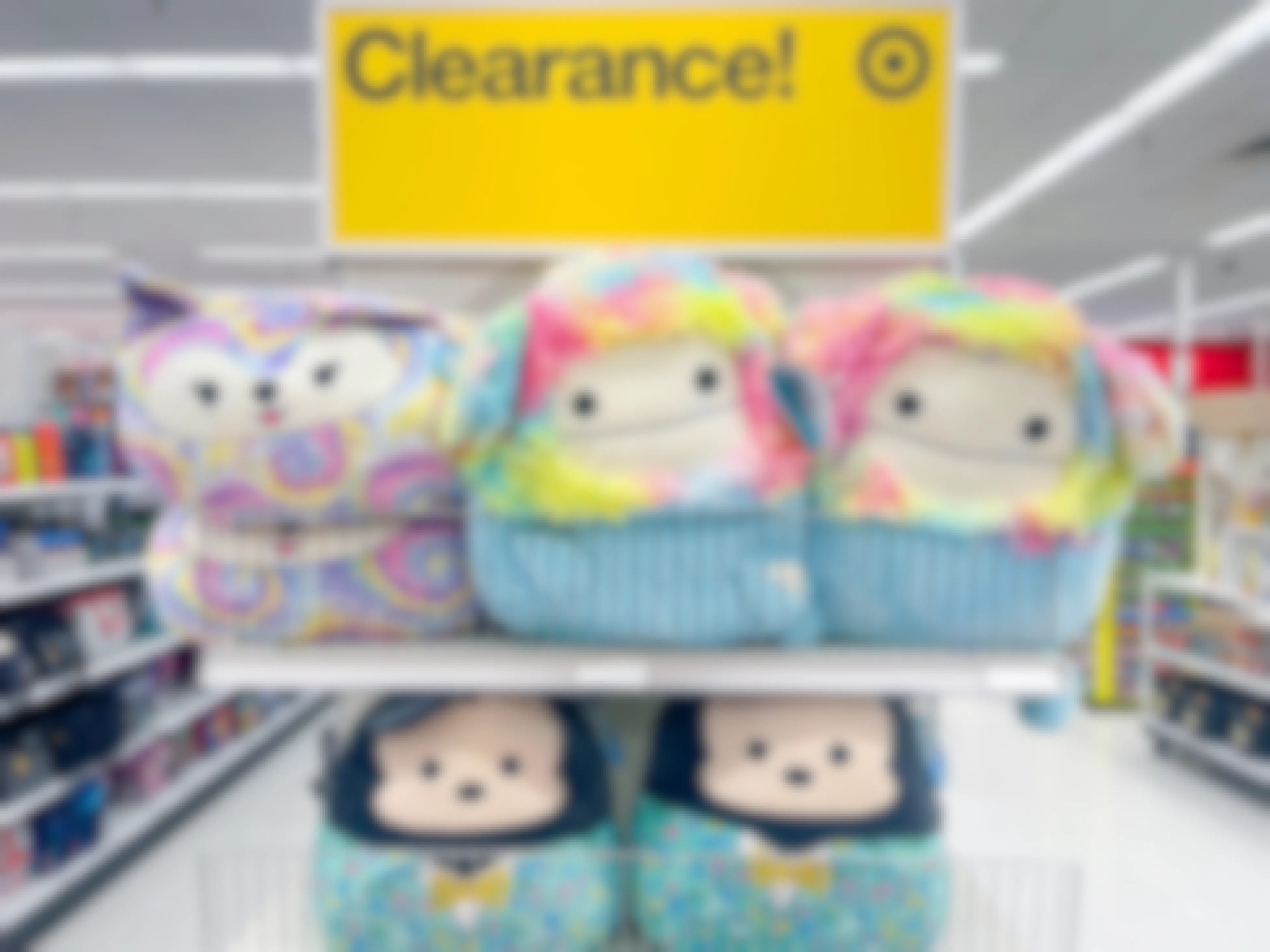 Squishmallows on a clearance shelf at Target