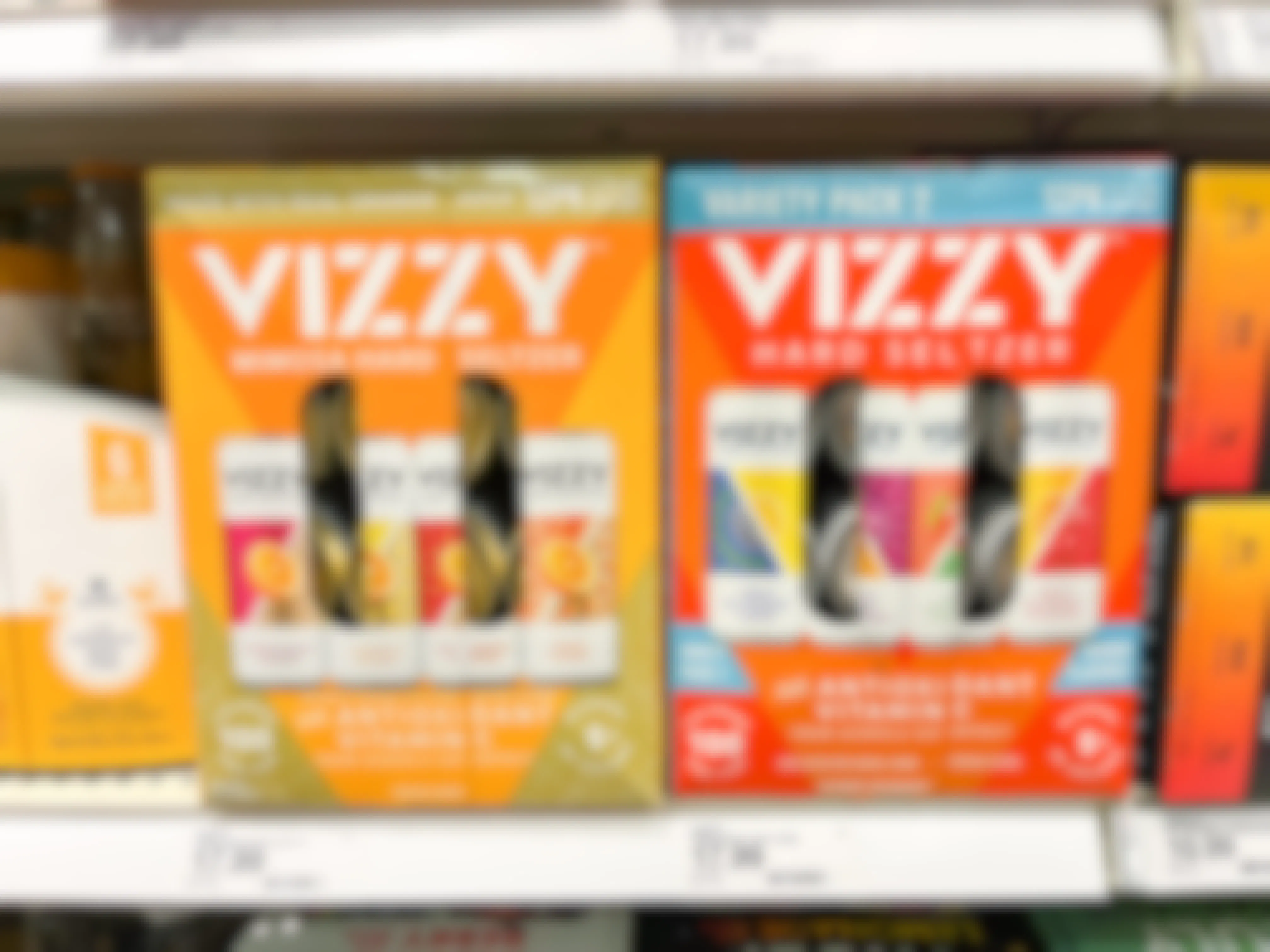 vizzy hard seltzers sitting on a target shelf 