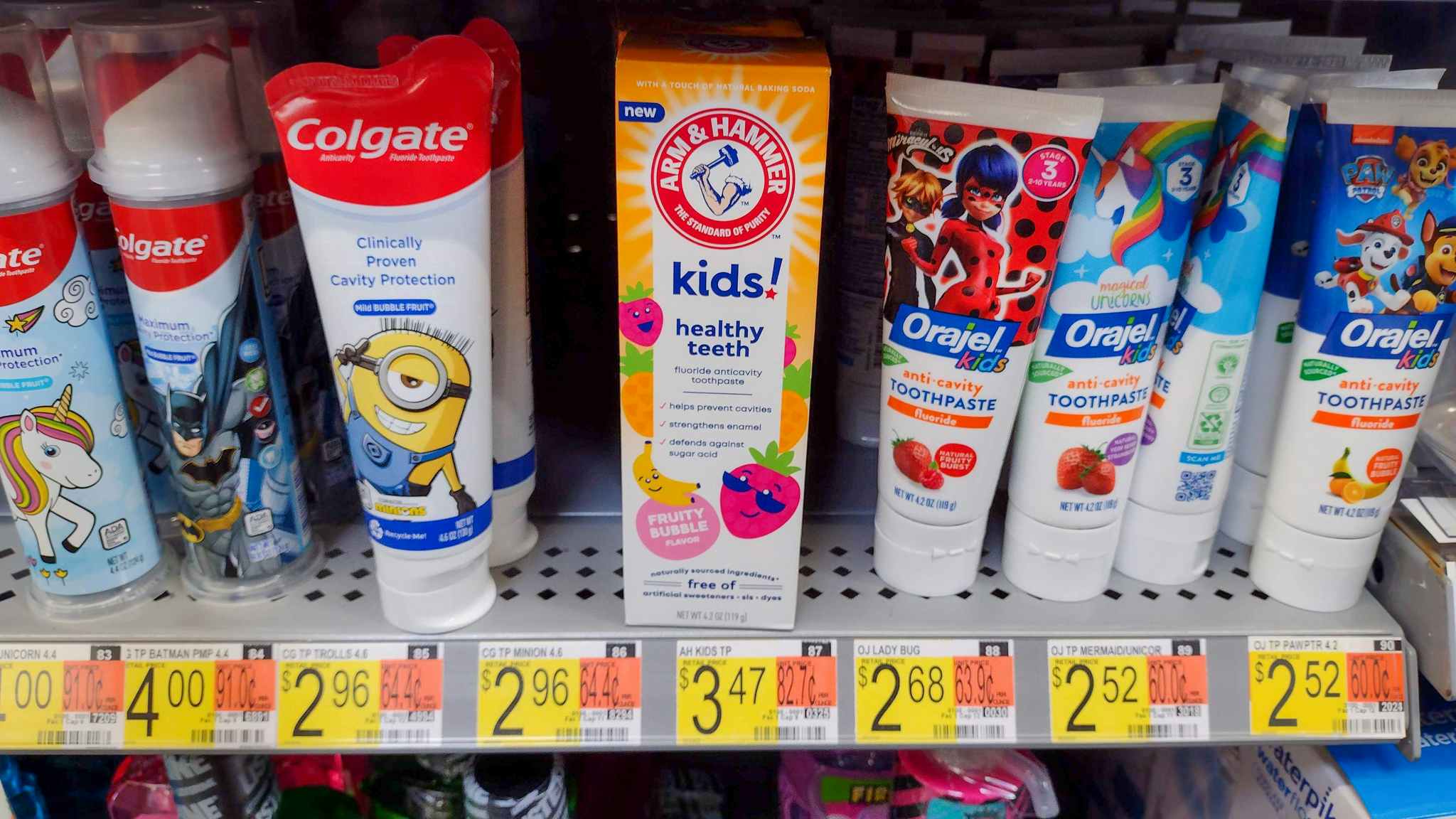 walmart arm and hammer kids toothpaste on shelf