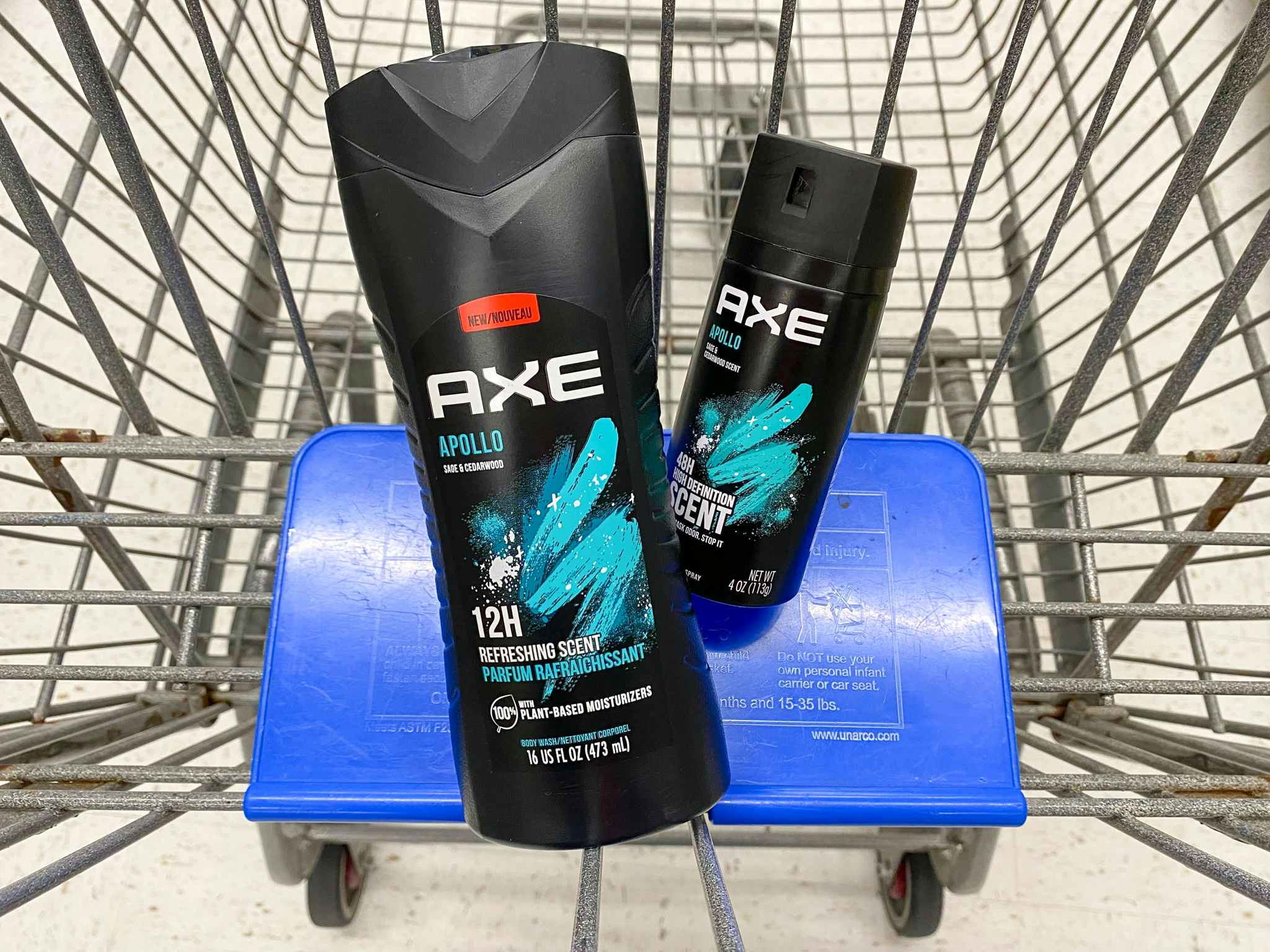 walmart axe body wash and deodorant spray in cart