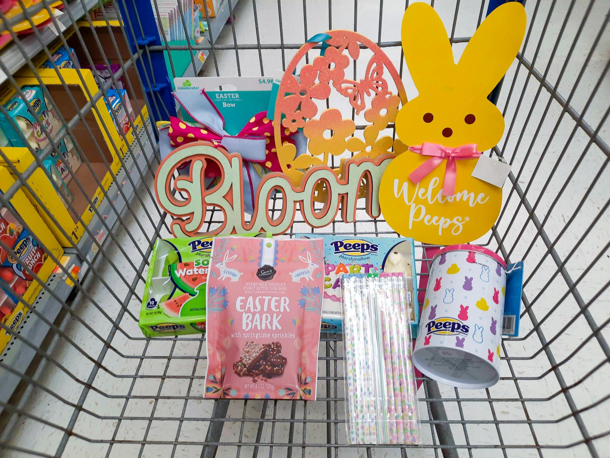 Easter Clearance items in Walmart shopping cart