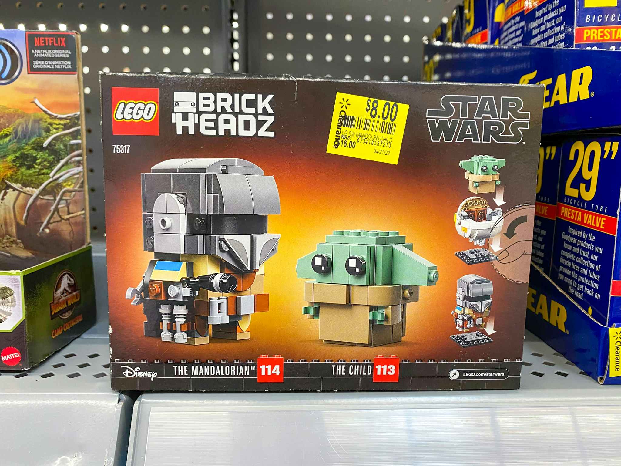 walmart lego brickheadz star wars mandalorian set on shelf