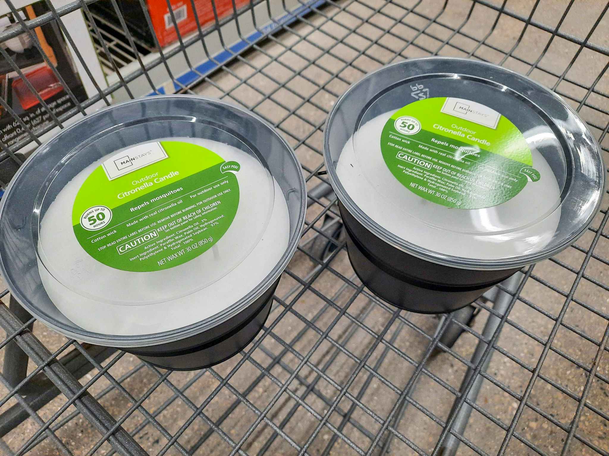 mainstays citronella candle bucket in cart at walmart