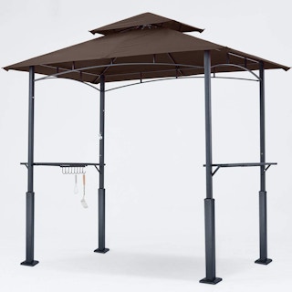 A brown grill gazebo cover.