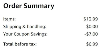 An Amazon order summary ending in $6.99.