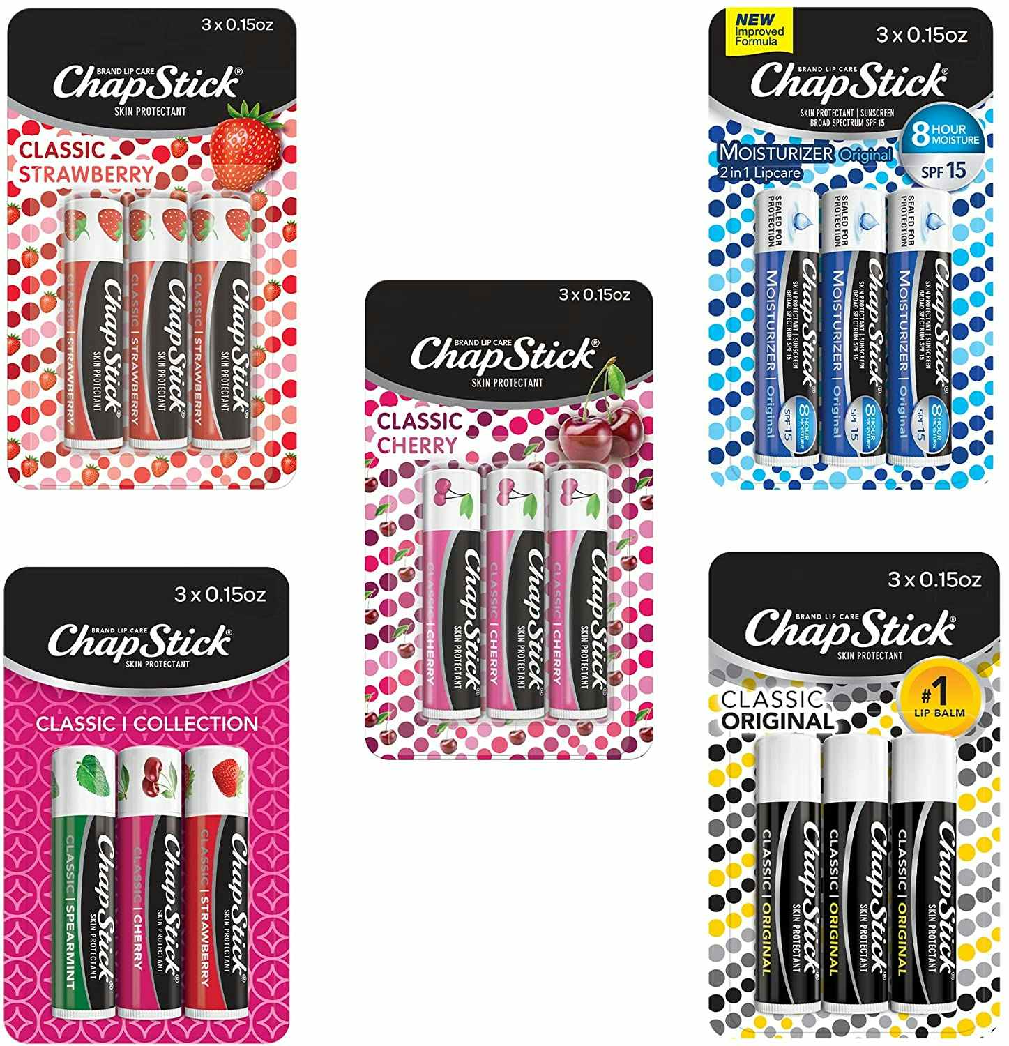 A variety pack of ChapStick.