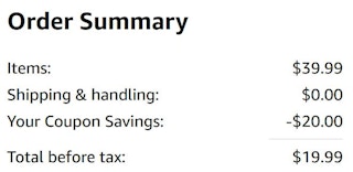 An Amazon order summary ending in $19.99.