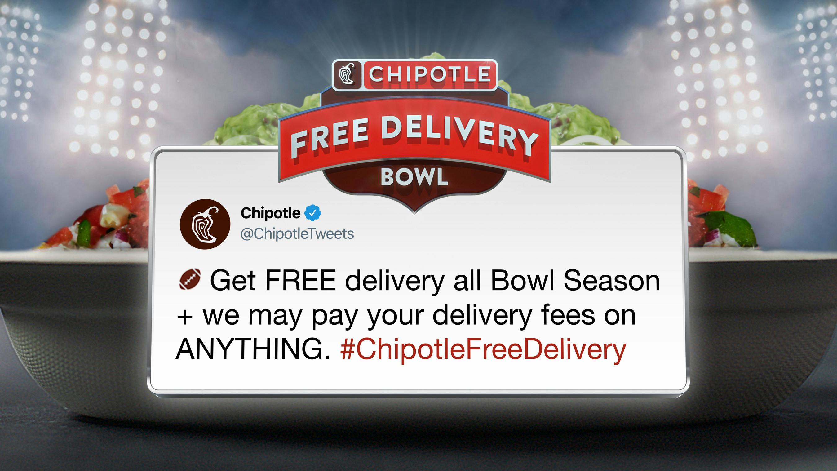 Chipotle free delivery offer on Twitter