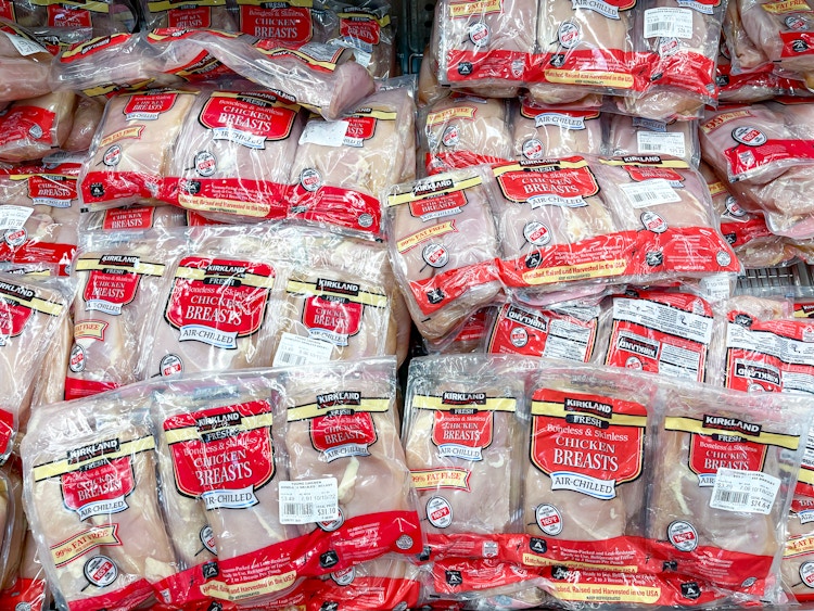 bags of frozen kirkland signature fresh boneless and skinless chicken breast ay costco