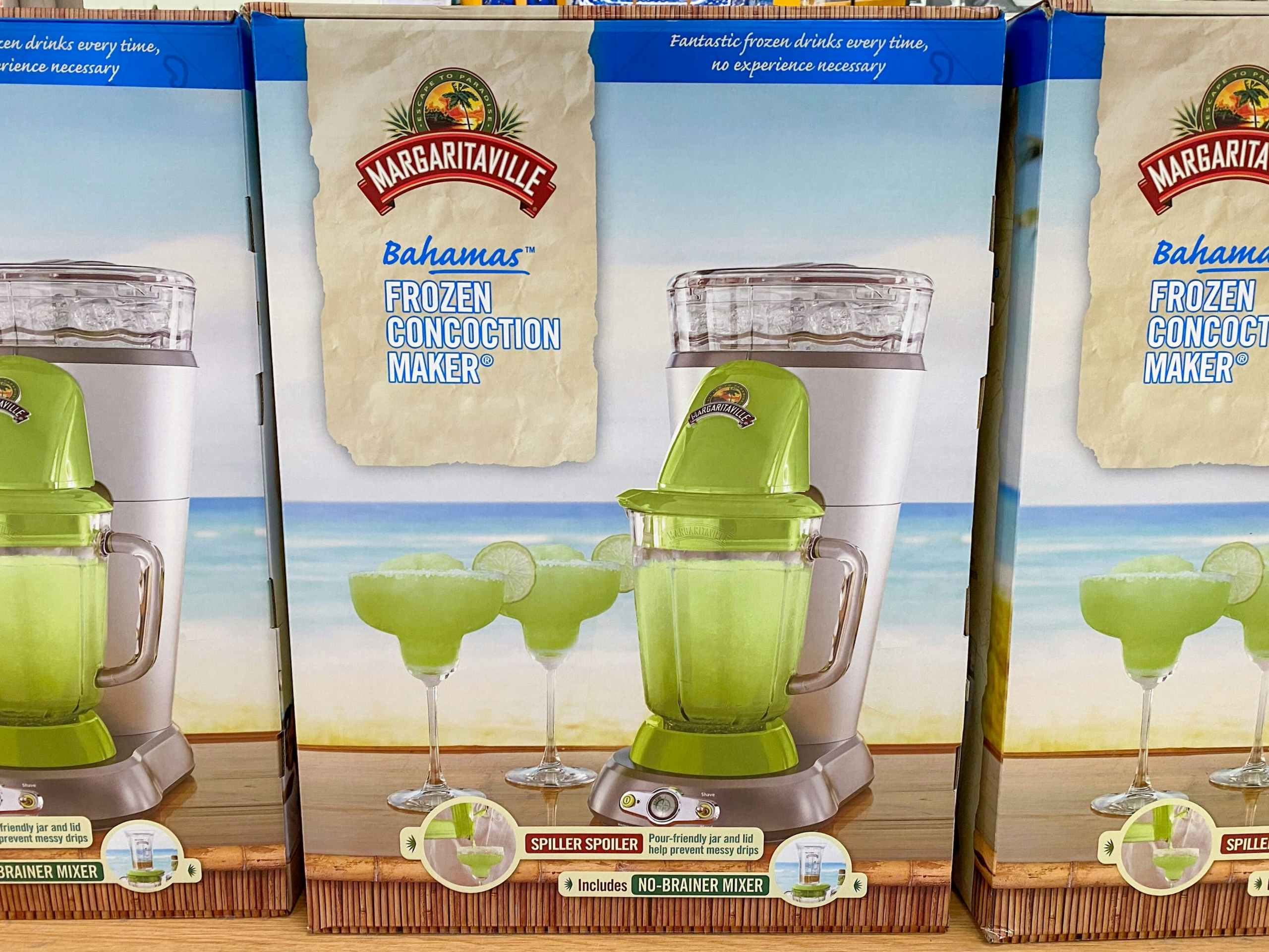 Margaritaville frozen concoction maker on shelf in store