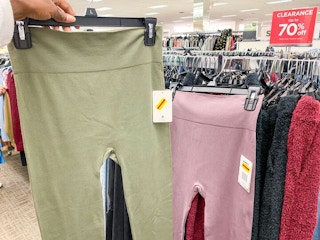 leggings on hanger in store