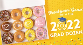 krispy kreme doughnuts arranged in a box and decorated to resemble the year 2022