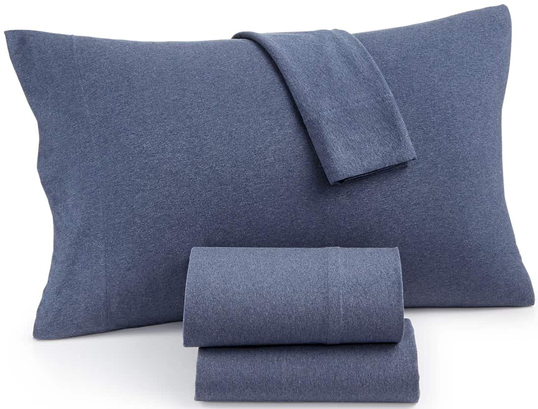 Macy's blue jersey sheet set