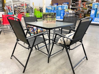 mainstays albany lane outdoor patio set on display at walmart