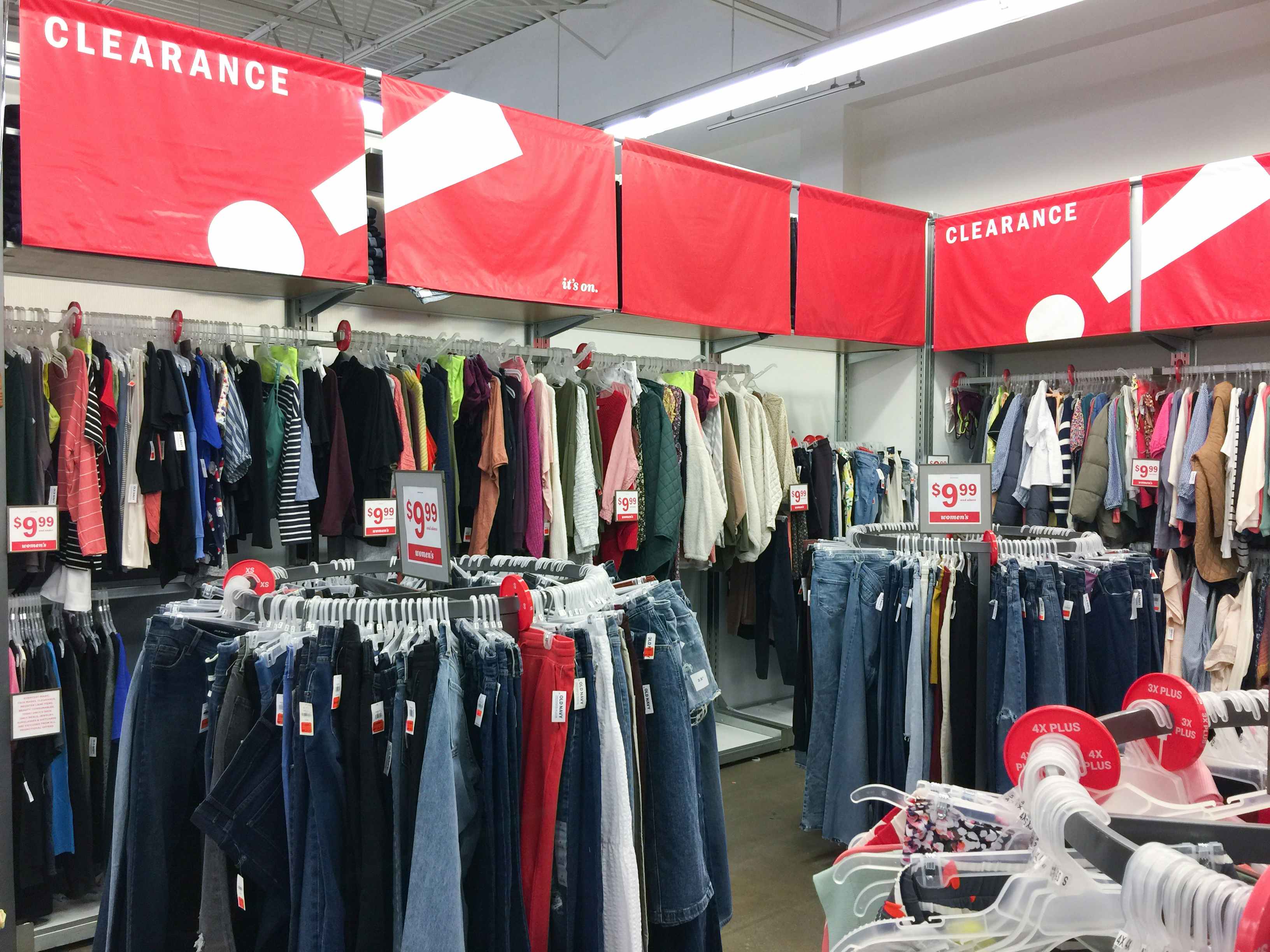 A view of the clearance section inside Old Navy.