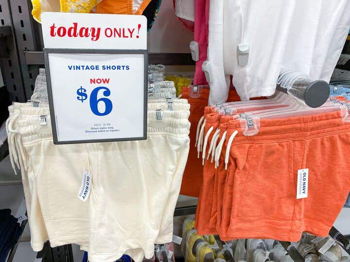sweat shorts on shelf in store