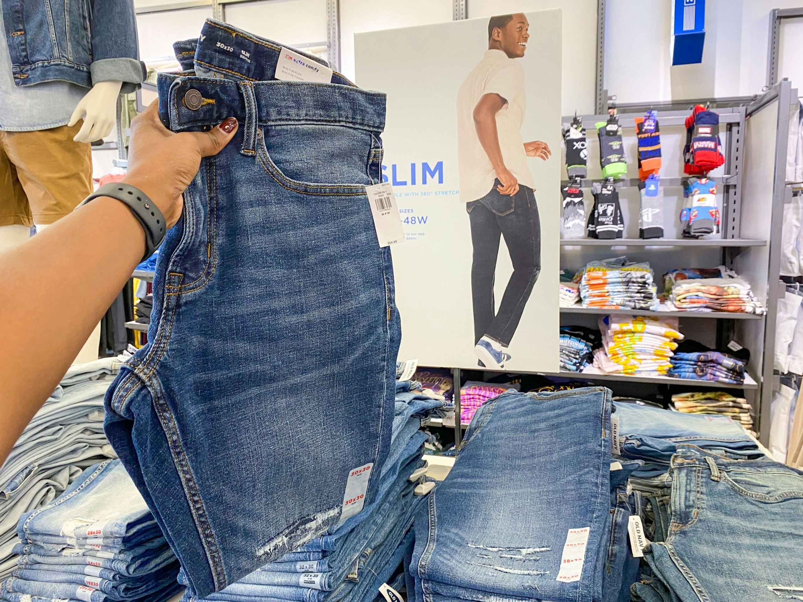 mens jeans on display