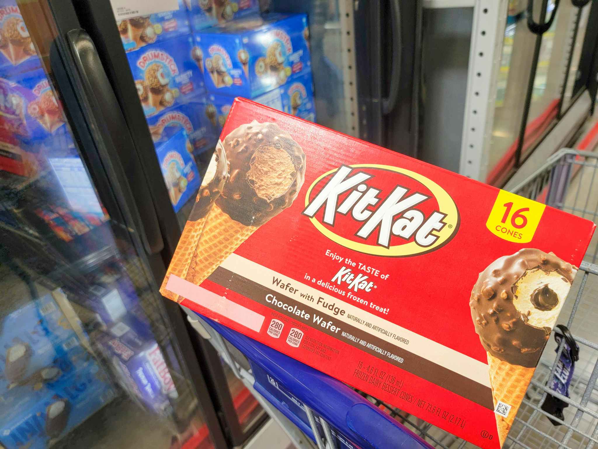 kit kat drumstick ice cream bars in a cart