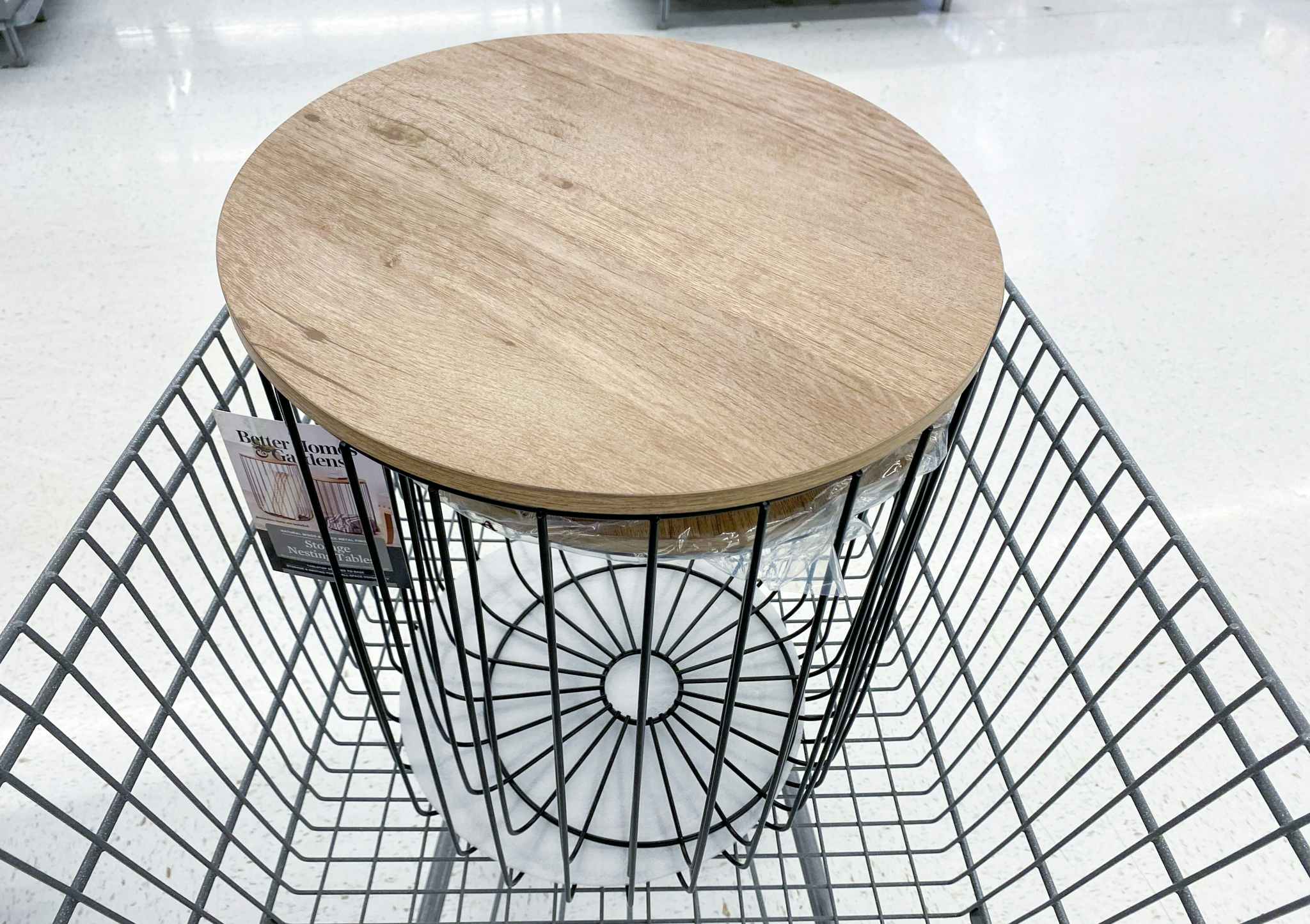 Better Homes & Gardens Nesting Storage Tables in Walmart shopping cart