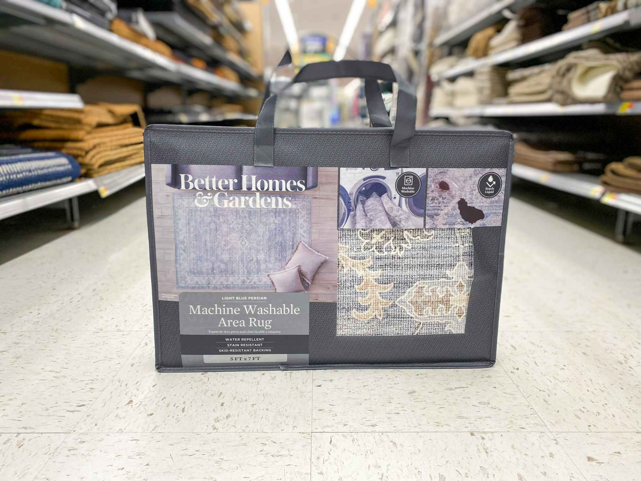 walmart better homes and gardens washable area rug on floor
