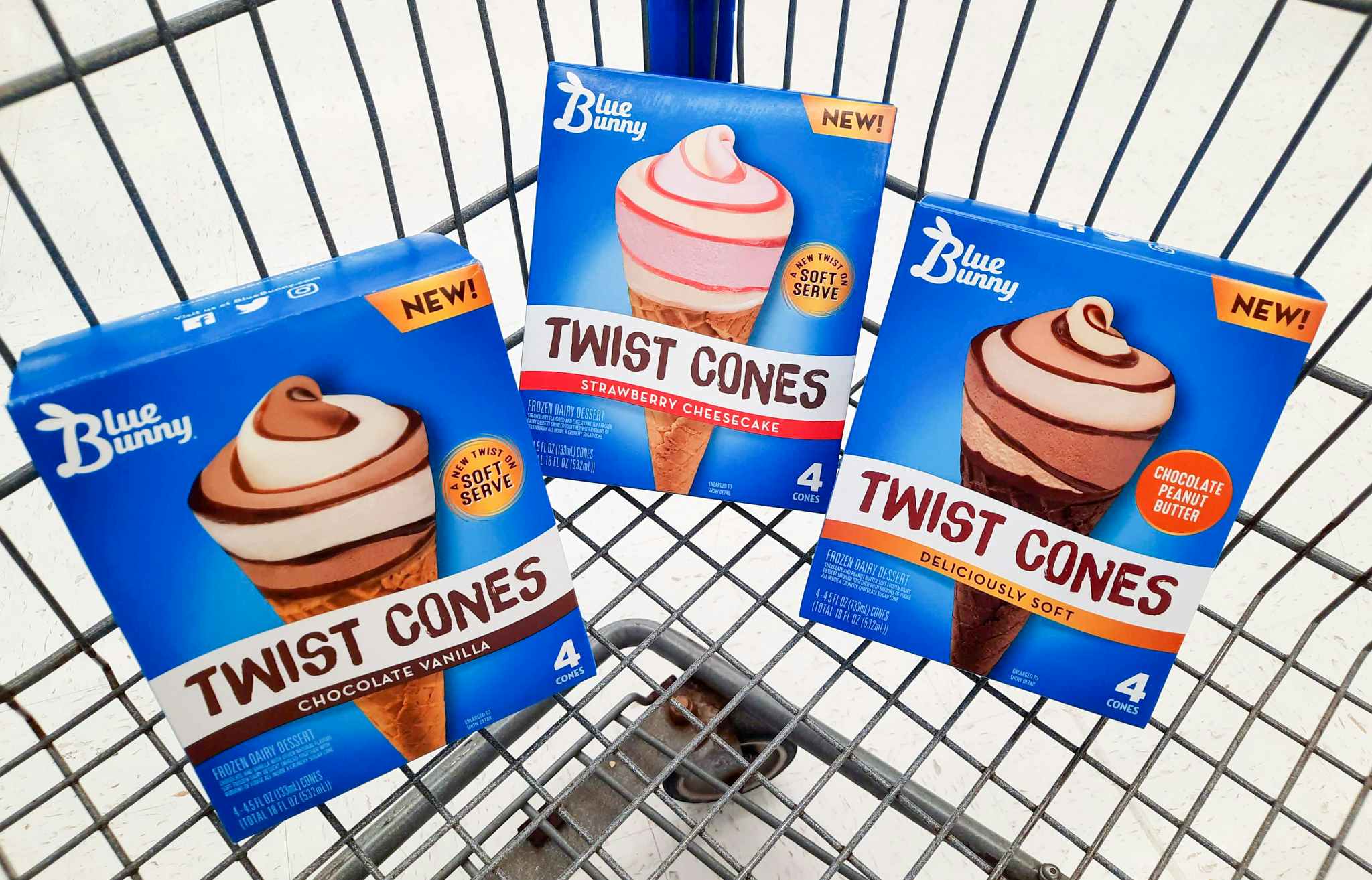 Blue Bunny Twist Cones products in Walmart shopping cart