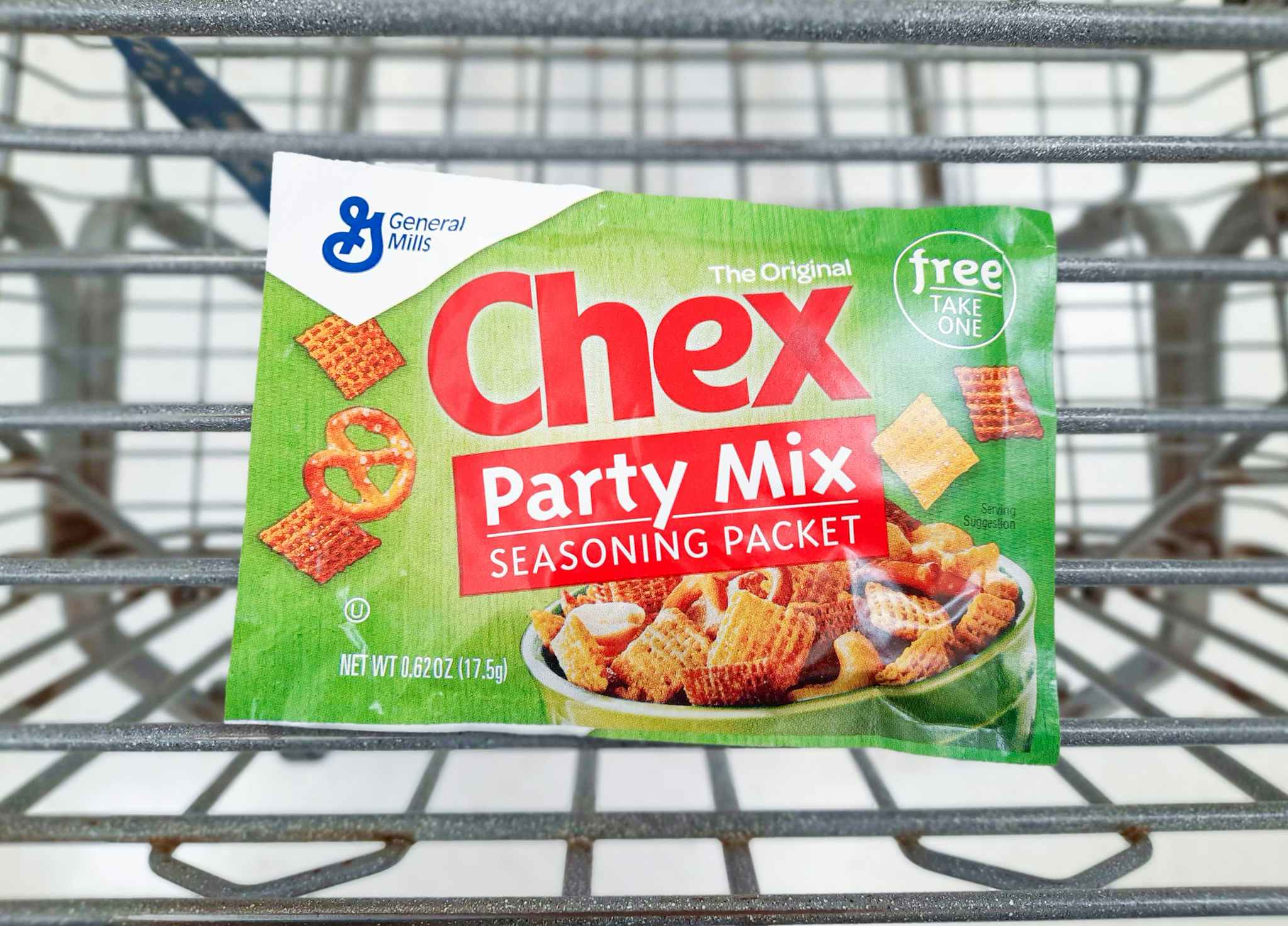 Chex Party Mix Seasoning Packet in Walmart shopping cart