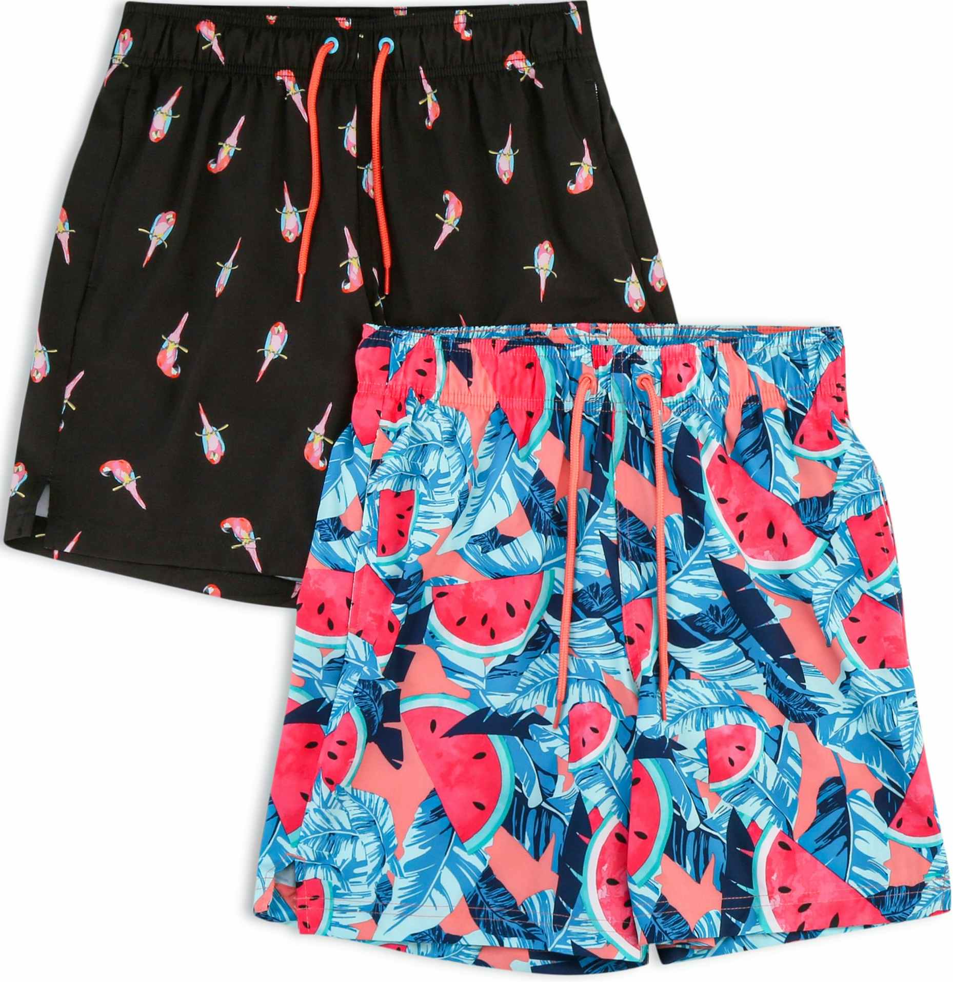 walmart-george-2-pack-swim-trunks-watermelon-parrot-2022