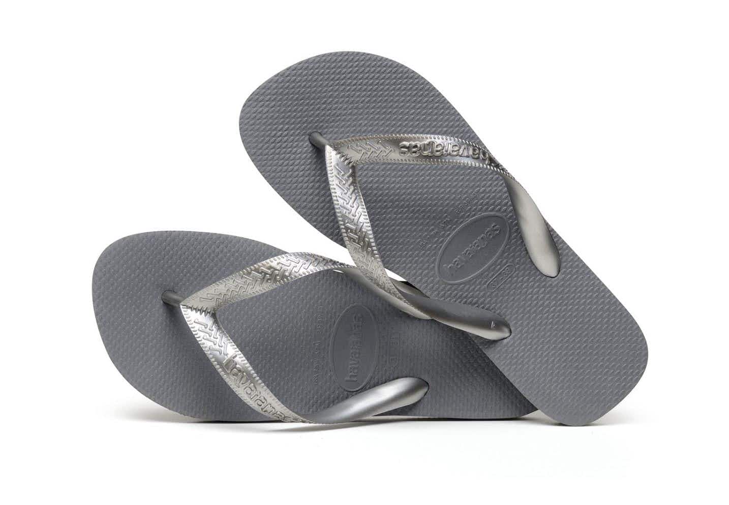 A pair of Havaianas flip flops in steel grey,