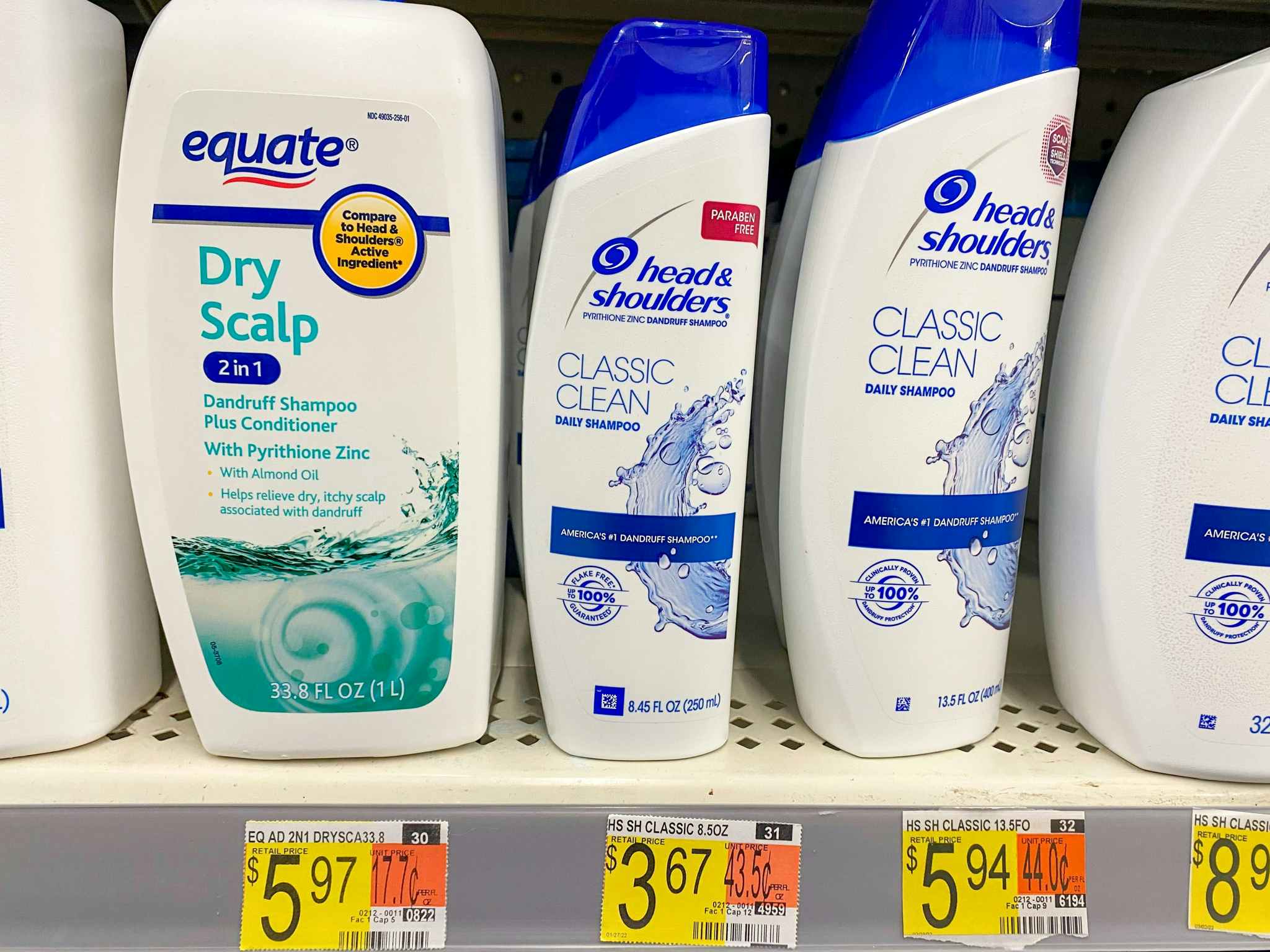 walmart head and shoulders shampoo on shelf