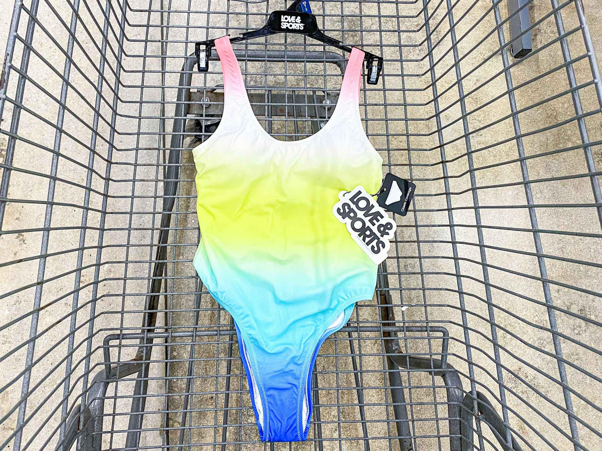 Love & Sports Swim One Piece in Walmart shopping cart