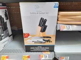 walmart mainstays kitchen cutlery and gadget set on shelf