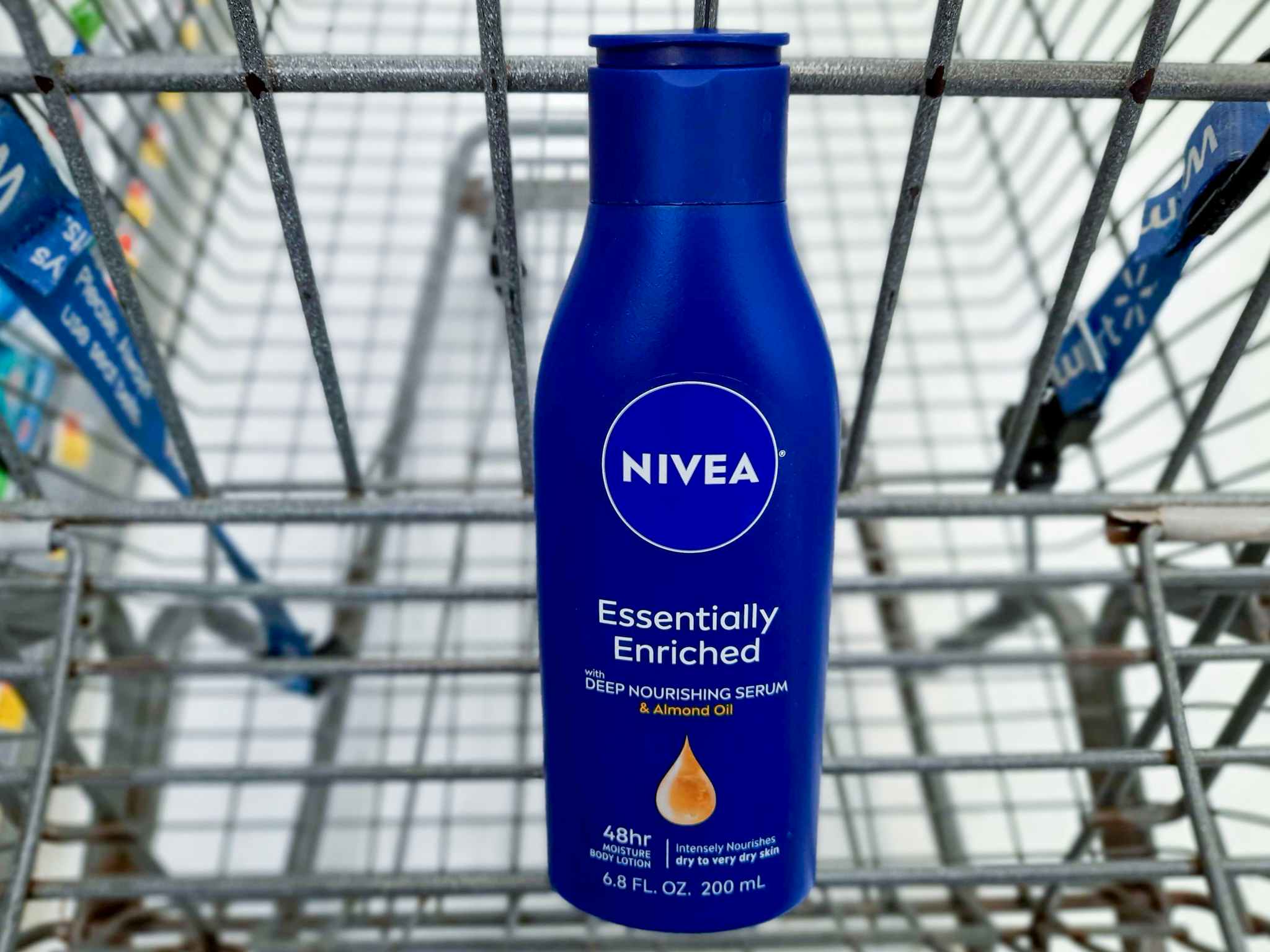 Nivea Essentially Enriched Body Lotion in Walmart shopping cart