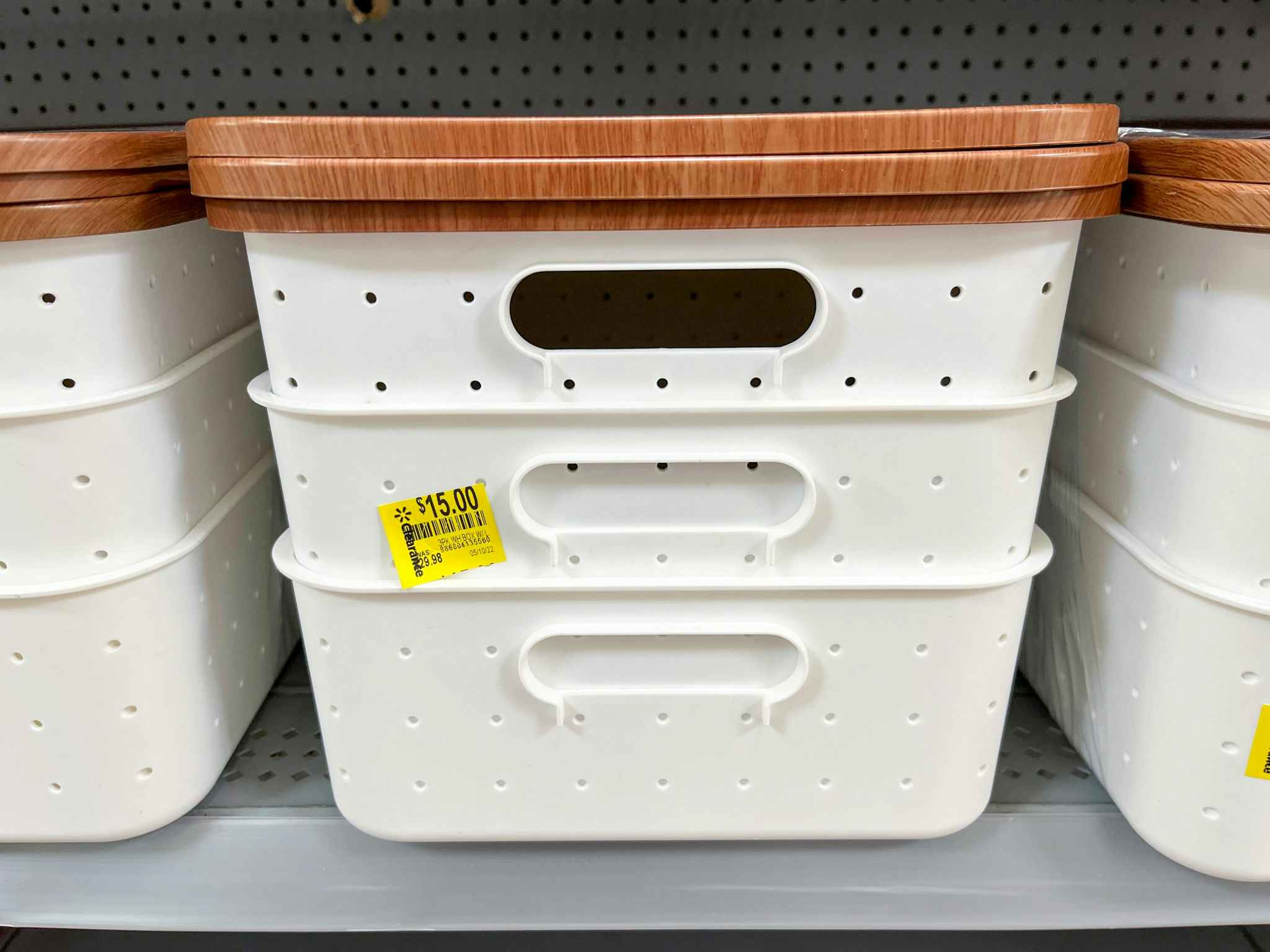 walmart pen + gear storage boxes with lids on clearance on shelf