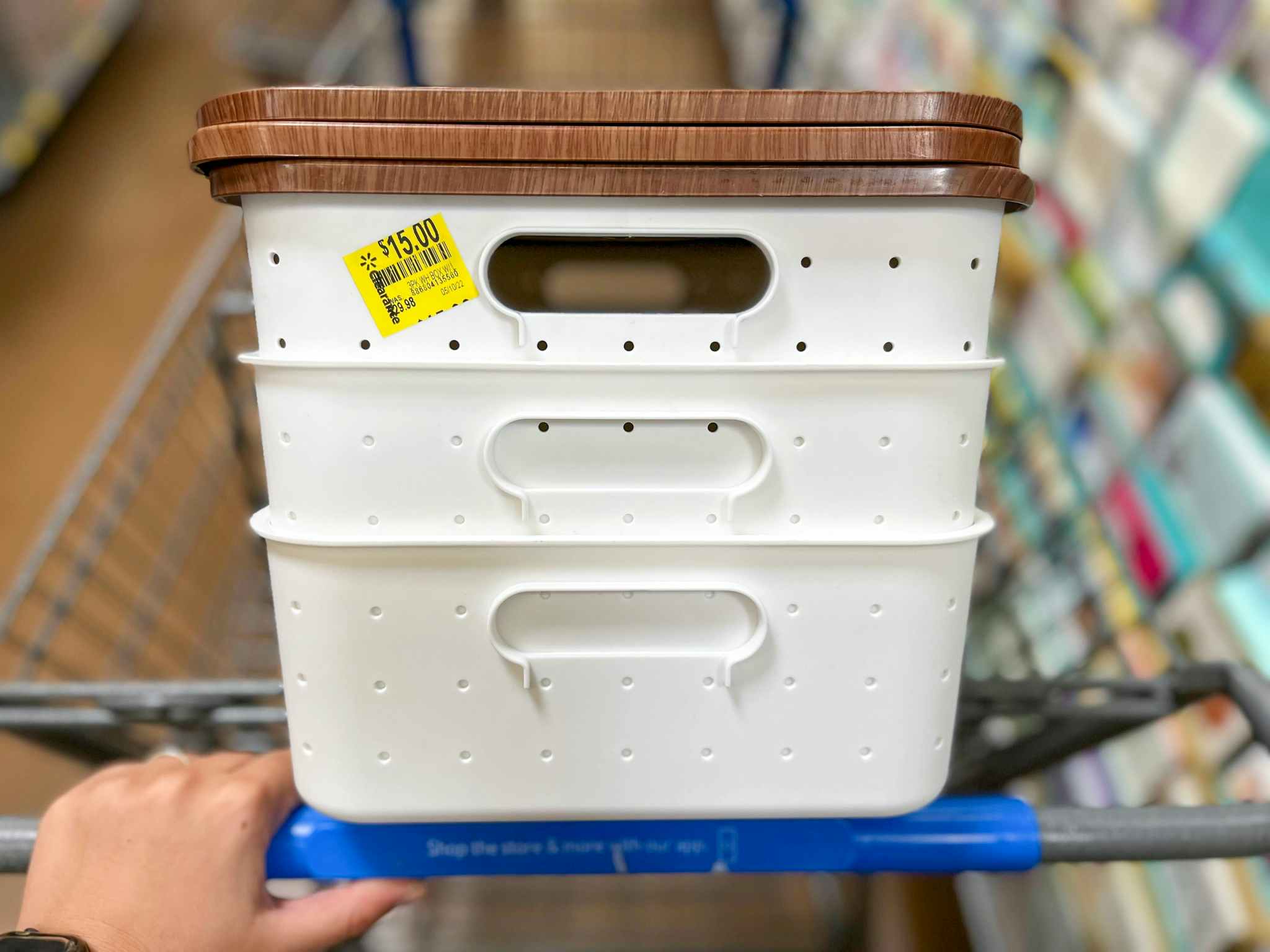 walmart pen + gear storage boxes with lids on clearance in cart
